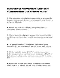 PEARSON VUE PREPARATION SCRIPT 2026 COMPREHENSIVE Q&A ALREADY PASSED