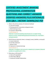 CERTIFIED INVESTMENT BANKING PROFESSIONAL EXAMINATION QUESTIONS AND CORRECT ANSWERS
