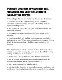 PEARSON VUE FINAL REVIEW SHEET 2026 QUESTIONS AND VERIFIED SOLUTIONS GUARANTEED TO PASS