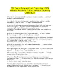 PMI Exam Prep with all Correct & 100% Verified Answers |Latest Version |Already Graded A+