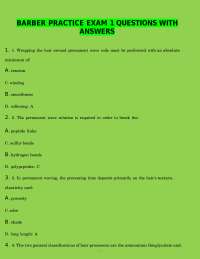 BARBER PRACTICE EXAM 1 QUESTIONS WITH ANSWERS