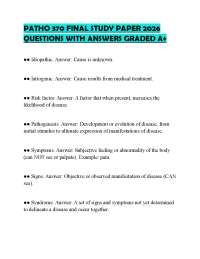 PATHO 370 FINAL STUDY PAPER 2026 QUESTIONS WITH ANSWERS GRADED A+