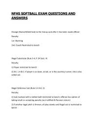 NFHS SOFTBALL EXAM QUESTIONS AND ANSWERS