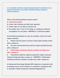 IICL CONTAINER INSPECTOR EXAM 2024/2025 NEWEST!! COMPLETE ACTUAL EXAM 220 QUESTIONS AND C