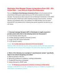 Washington State Massage Therapy Jurisprudence Exam 2026: 350+ Verified Q&A — Law, Ethics