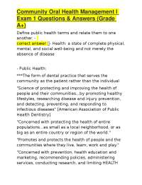 Community Oral Health Management I Exam 1 Questions & Answers (Grade A+)