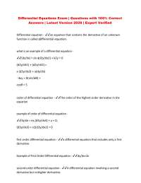 Differential Equations Exam | Questions with 100% Correct Answers | Latest Version 2026 |