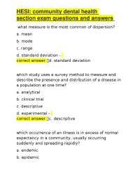 HESI: community dental health section exam questions and answers