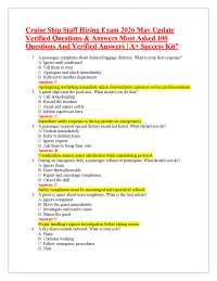 Cruise Ship Staff Hiring Exam 2026 May Update Verified Questions & Answers Most Asked 100