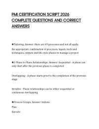 PMI CERTIFICATION SCRIPT 2026 COMPLETE QUESTIONS AND CORRECT ANSWERS