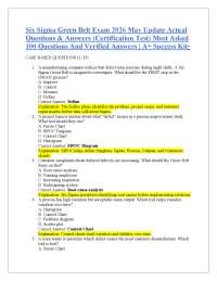 Six Sigma Green Belt Exam 2026 May Update Actual Questions & Answers (Certification Test)