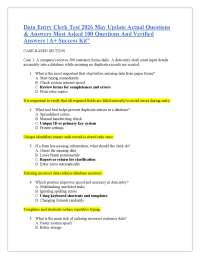 Data Entry Clerk Test 2026 May Update Actual Questions & Answers Most Asked 100 Questions