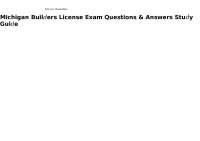 Michigan Builders License Exam Questions and Answers