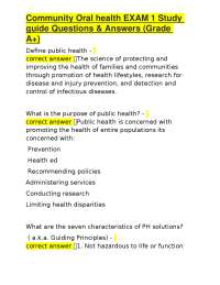 Community Oral health EXAM 1 Study guide Questions & Answers (Grade A+)