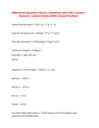 Differential Equations Exam | Questions with 100% Correct Answers | Latest Version 2026 |