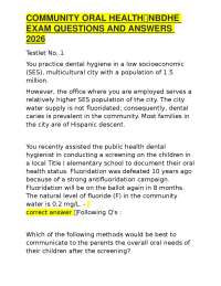 COMMUNITY ORAL HEALTHNBDHE EXAM QUESTIONS AND ANSWERS 2026