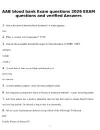 AAB blood bank Exam questions 2026 Exam questions and verified Answers