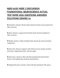 NURS 6630 WEEK 2 DISCUSSION FOUNDATIONAL NEUROSCIENCE ACTUAL TEST PAPER 2026 QUESTIONS ANS