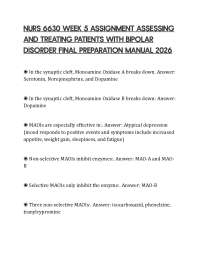 NURS 6630 WEEK 5 ASSIGNMENT ASSESSING AND TREATING PATIENTS WITH BIPOLAR DISORDER FINAL PR