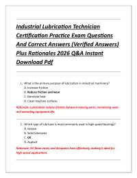 Industrial Lubrication Technician Certification Practice Exam Questions And Correct Answ
