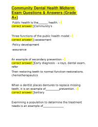 Community Dental Health Midterm Exam Questions & Answers (Grade A+)