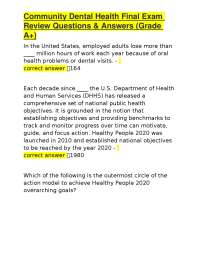 Community Dental Health Final Exam Review Questions & Answers (Grade A+)