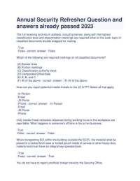 Annual Security Refresher (Question and answers)already passed 2026