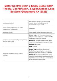 Motor Control Exam 3 Study Guide: GMP Theory, Coordination, &Open/Closed-Loop Systems