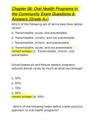Chapter 06: Oral Health Programs in the Community Exam Questions & Answers (Grade A+)