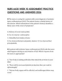 NURS 6630 WEEK 10 ASSIGNMENT PRACTICE QUESTIONS AND ANSWERS 2026