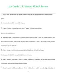 11th Grade U.S. History STAAR Review