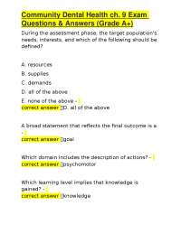 Community Dental Health ch. 9 Exam Questions & Answers (Grade A+)