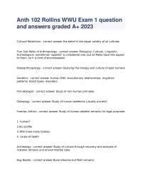 Anthropology 102 Rollins WWU Exam 1 question and answers graded A+ 2026