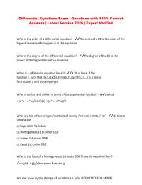 Differential Equations Exam | Questions with 100% Correct Answers | Latest Version 2026 |