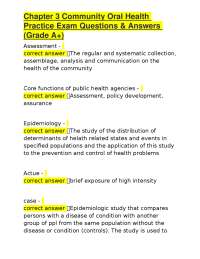 Chapter 3 Community Oral Health Practice Exam Questions & Answers (Grade A+)