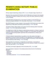 PENNSYLVANIA NOTARY PUBLIC EXAMINATION