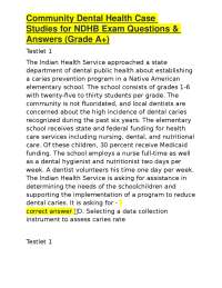 Community Dental Health Case Studies for NDHB Exam Questions & Answers (Grade A+)