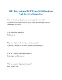 DRI International BCP Exam 2026 Questions And Answers Graded A+