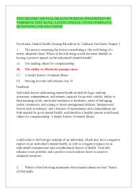PSYCHIATRIC-MENTAL HEALTH NURSING 9TH EDITION BY VIDEBECK TEST BANK. LATEST UPDATE | WITH