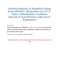 Statistics Exam 2026: CLT, P-Values, T-Tests