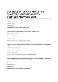 Business Intelligence and Analytics Chapter 2 2026 – Practice Questions with Correct Answe