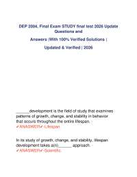 DEP 2004, Final Exam STUDY final test 2026 Update Questions and Answers |With 100% Verifi