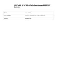 HCB Test 9 UPDATED ACTUAL Questions and CORRECT Answers
