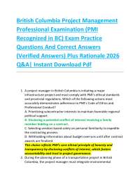 British Columbia Project Management Professional Examination (PMI Recognized in BC) Exam