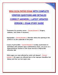WGU D236 PATHO EXAM WITH COMPLETE VERIFIED QUESTIONS AND DETAILED CORRECT ANSWERS