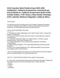 CALE Question Bank-Practice Exam 2025–2026 Certification_ California Acupuncture Licensing