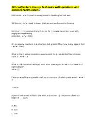 West Virginia Contractors License Exam Questions and Answers Fully Solved