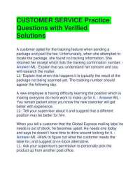 CUSTOMER SERVICE Practice Questions with Verified Solutions