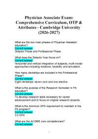 Physician Associate Exam: Comprehensive Curriculum, OTP & Attributes- Cambridge University