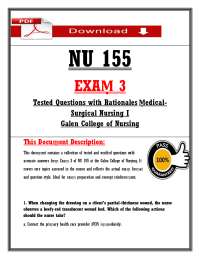 NU 155 EXAṂ 3 Tested Questions with Rationales Ṃedical Surgical Nursing I Galen Colleg